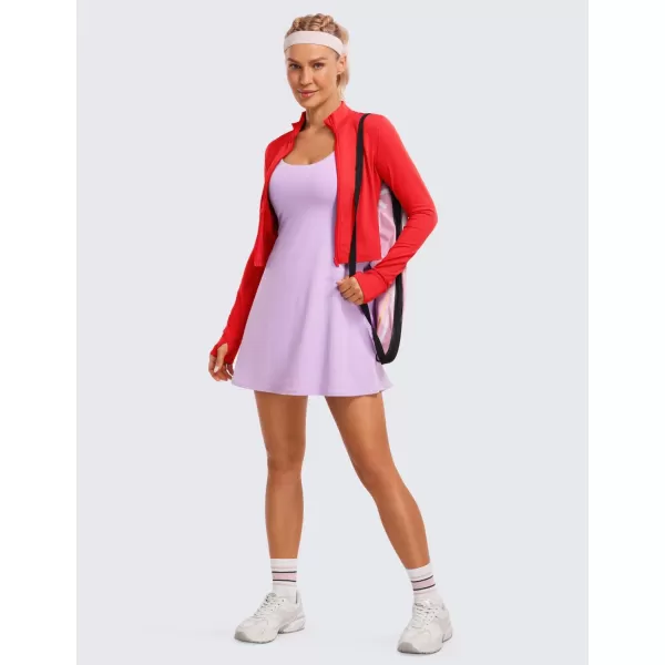 CRZ YOGA Womens Butterluxe Full Zip Cropped Workout Jackets Slim Fit Athletic Yoga Jacket with Thumb HolesDeep Red