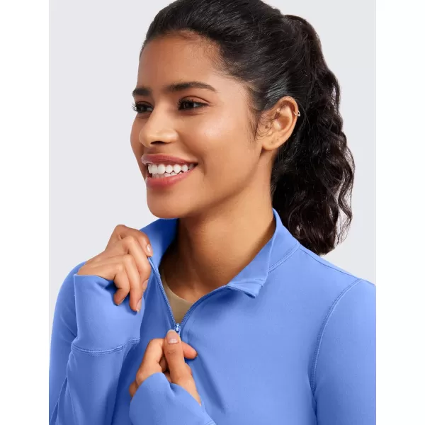 CRZ YOGA Womens Butterluxe Full Zip Cropped Workout Jackets Slim Fit Athletic Yoga Jacket with Thumb HolesWild Indigo