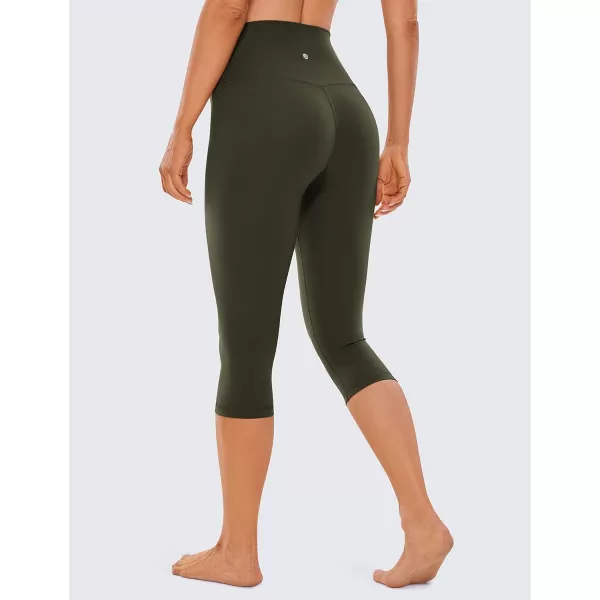 CRZ YOGA Womens Butterluxe High Waist Lounge Capri Leggings 17  19  21  Workout Buttery Soft Crop Yoga Pants17 inches Olive Green