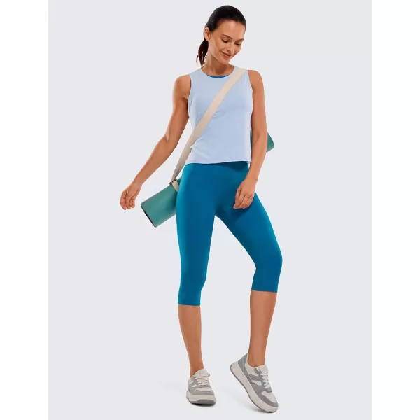 CRZ YOGA Womens Butterluxe High Waist Lounge Capri Leggings 17  19  21  Workout Buttery Soft Crop Yoga Pants17 inches Supersonic Blue