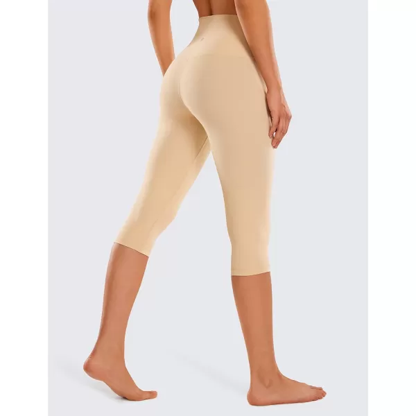 CRZ YOGA Womens Butterluxe High Waist Lounge Capri Leggings 17  19  21  Workout Buttery Soft Crop Yoga Pants17 inches Tan Milkshake