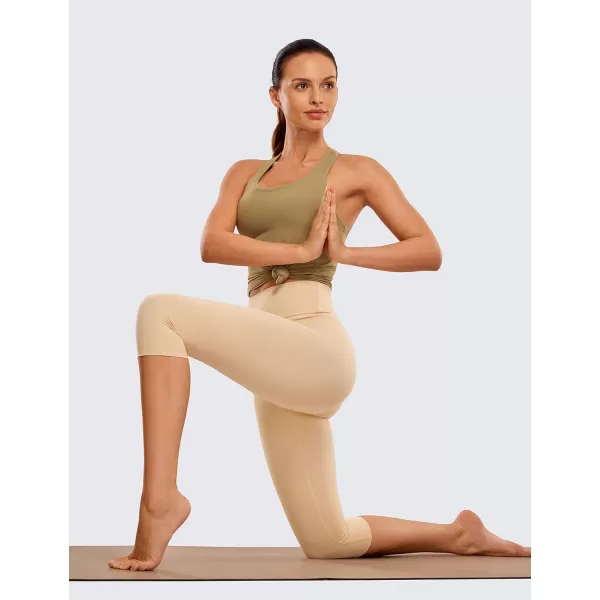 CRZ YOGA Womens Butterluxe High Waist Lounge Capri Leggings 17  19  21  Workout Buttery Soft Crop Yoga Pants17 inches Tan Milkshake