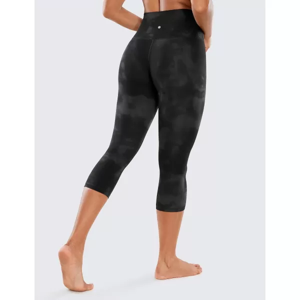 CRZ YOGA Womens Butterluxe High Waist Lounge Capri Leggings 17  19  21  Workout Buttery Soft Crop Yoga Pants19 inches Black Tie Dye Flowers