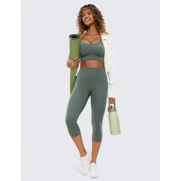 CRZ YOGA Womens Butterluxe High Waist Lounge Capri Leggings 17  19  21  Workout Buttery Soft Crop Yoga Pants19 inches Grey Sage