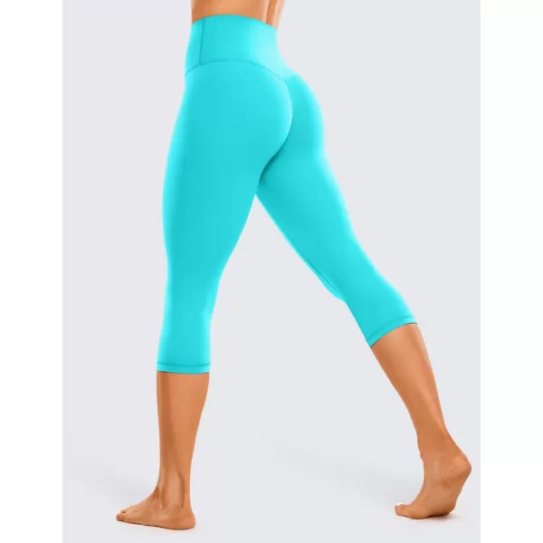 CRZ YOGA Womens Butterluxe High Waist Lounge Capri Leggings 17  19  21  Workout Buttery Soft Crop Yoga Pants19 inches Neon Spectral Blue