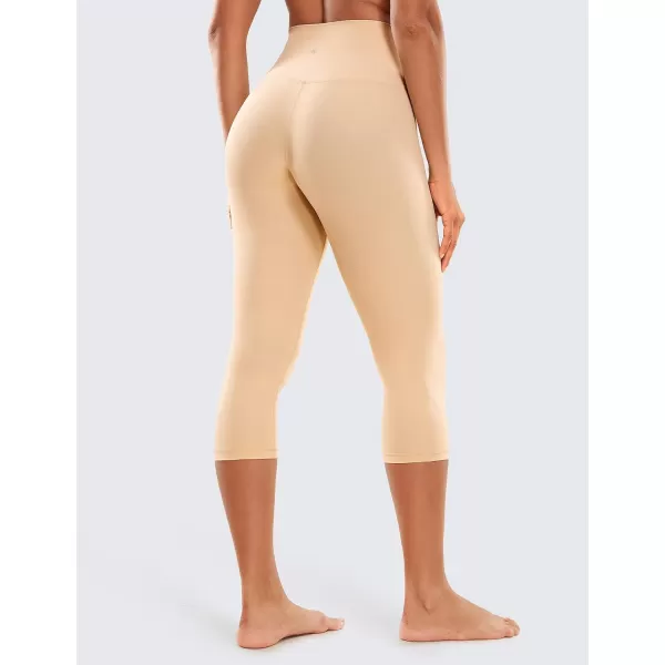 CRZ YOGA Womens Butterluxe High Waist Lounge Capri Leggings 17  19  21  Workout Buttery Soft Crop Yoga Pants19 inches Tan Milkshake