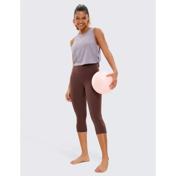 CRZ YOGA Womens Butterluxe High Waist Lounge Capri Leggings 17  19  21  Workout Buttery Soft Crop Yoga Pants19 inches Taupe