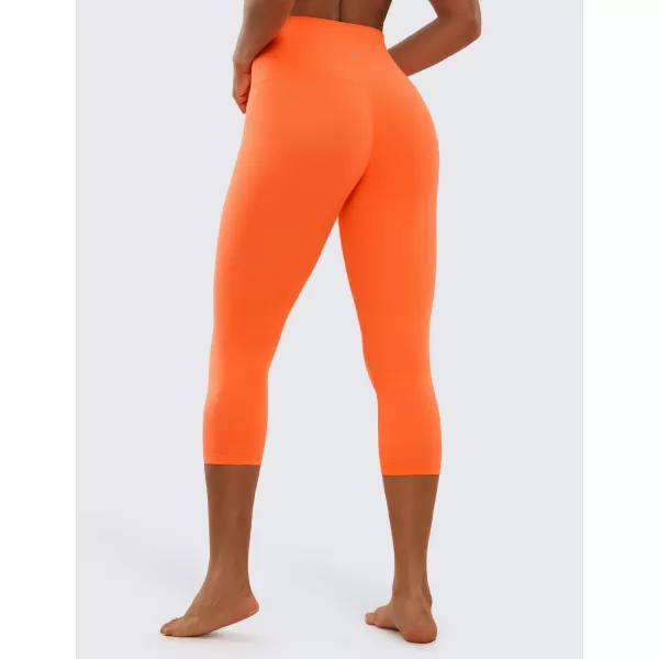 CRZ YOGA Womens Butterluxe High Waist Lounge Capri Leggings 17  19  21  Workout Buttery Soft Crop Yoga Pants21 inches Neon Orange