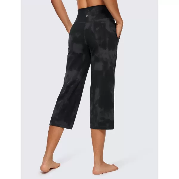 CRZ YOGA Womens Butterluxe High Waist Wide Leg Pants with Pockets 215 Inches  Buttery Soft Lounge Gym Workout Yoga Capris215 inches Black Tie Dye Flowers