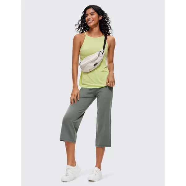 CRZ YOGA Womens Butterluxe High Waist Wide Leg Pants with Pockets 215 Inches  Buttery Soft Lounge Gym Workout Yoga Capris215 inches Grey Sage