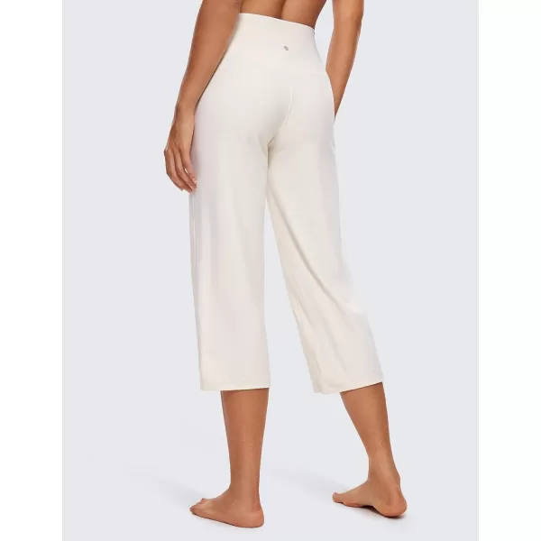 CRZ YOGA Womens Butterluxe High Waist Wide Leg Pants with Pockets 215 Inches  Buttery Soft Lounge Gym Workout Yoga Capris215 inches White Apricot