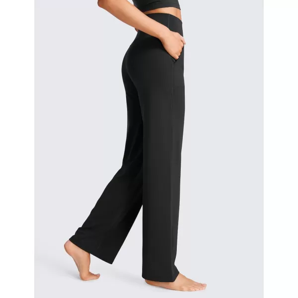 CRZ YOGA Womens Butterluxe High Waist Wide Leg Pants with Pockets 31  Buttery Soft Comfy Casual Yoga Lounge Pants31 Height 53  57 Black