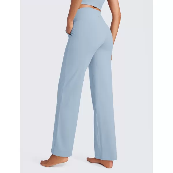 CRZ YOGA Womens Butterluxe High Waist Wide Leg Pants with Pockets 31  Buttery Soft Comfy Casual Yoga Lounge Pants31 Height 53  57 Cambric Blue