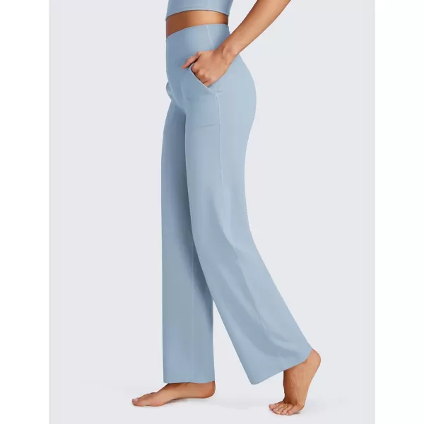 CRZ YOGA Womens Butterluxe High Waist Wide Leg Pants with Pockets 31  Buttery Soft Comfy Casual Yoga Lounge Pants31 Height 53  57 Cambric Blue