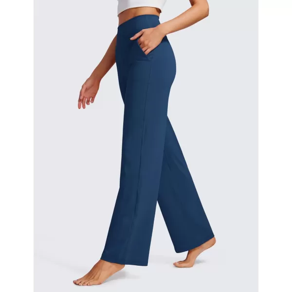 CRZ YOGA Womens Butterluxe High Waist Wide Leg Pants with Pockets 31  Buttery Soft Comfy Casual Yoga Lounge Pants31 Height 53  57 French Navy