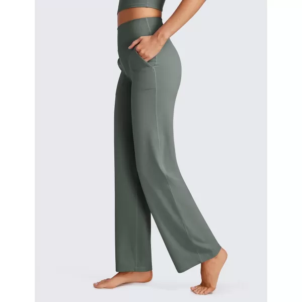 CRZ YOGA Womens Butterluxe High Waist Wide Leg Pants with Pockets 31  Buttery Soft Comfy Casual Yoga Lounge Pants31 Height 53  57 Grey Sage