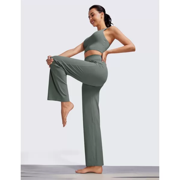 CRZ YOGA Womens Butterluxe High Waist Wide Leg Pants with Pockets 31  Buttery Soft Comfy Casual Yoga Lounge Pants31 Height 53  57 Grey Sage