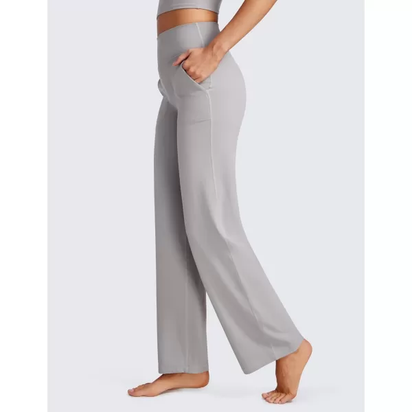 CRZ YOGA Womens Butterluxe High Waist Wide Leg Pants with Pockets 31  Buttery Soft Comfy Casual Yoga Lounge Pants31 Height 53  57 Gull Gray