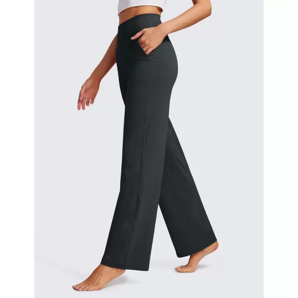 CRZ YOGA Womens Butterluxe High Waist Wide Leg Pants with Pockets 31  Buttery Soft Comfy Casual Yoga Lounge Pants31 Height 53  57 Melanite