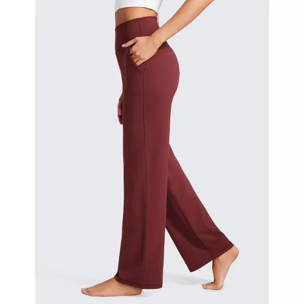 CRZ YOGA Womens Butterluxe High Waist Wide Leg Pants with Pockets 31  Buttery Soft Comfy Casual Yoga Lounge Pants31 Height 53  57 Noctilucence Red