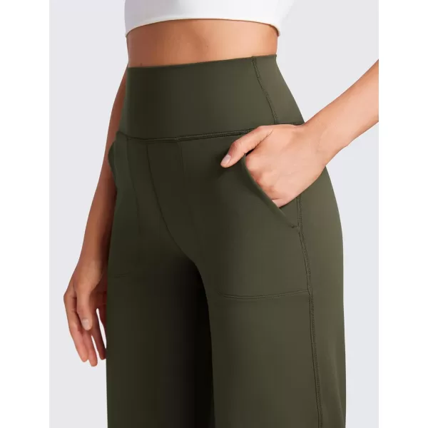 CRZ YOGA Womens Butterluxe High Waist Wide Leg Pants with Pockets 31  Buttery Soft Comfy Casual Yoga Lounge Pants31 Height 53  57 Olive Green