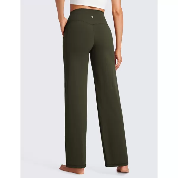 CRZ YOGA Womens Butterluxe High Waist Wide Leg Pants with Pockets 31  Buttery Soft Comfy Casual Yoga Lounge Pants31 Height 53  57 Olive Green