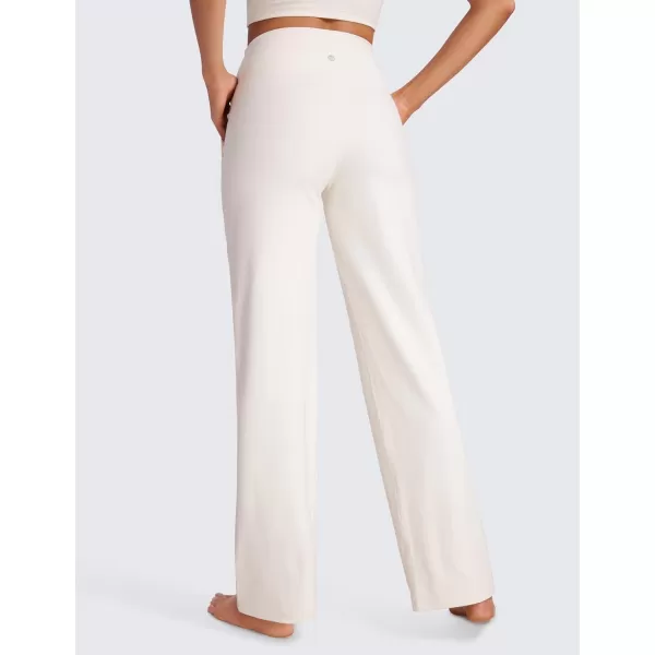 CRZ YOGA Womens Butterluxe High Waist Wide Leg Pants with Pockets 31  Buttery Soft Comfy Casual Yoga Lounge Pants31 Height 53  57 White Apricot