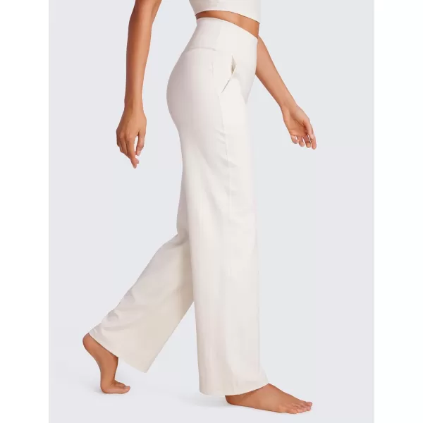 CRZ YOGA Womens Butterluxe High Waist Wide Leg Pants with Pockets 31  Buttery Soft Comfy Casual Yoga Lounge Pants31 Height 53  57 White Apricot