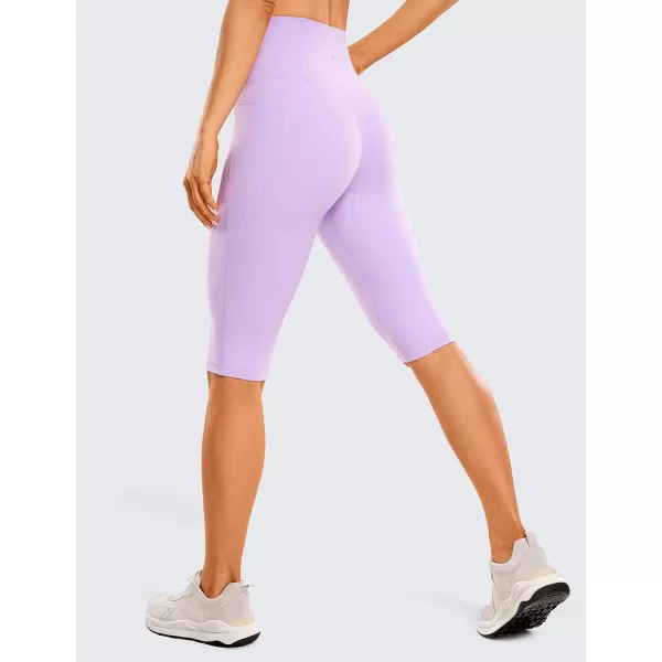 CRZ YOGA Womens Butterluxe Knee Length Capri Leggings 13 Inches  High Waisted Workout Yoga Long Biker Shorts with Pockets13 inches Elfin Purple