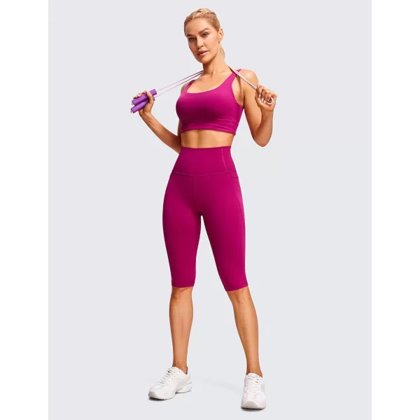 CRZ YOGA Womens Butterluxe Knee Length Capri Leggings 13 Inches  High Waisted Workout Yoga Long Biker Shorts with Pockets13 inches Magenta Purple