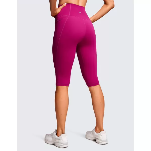 CRZ YOGA Womens Butterluxe Knee Length Capri Leggings 13 Inches  High Waisted Workout Yoga Long Biker Shorts with Pockets13 inches Magenta Purple