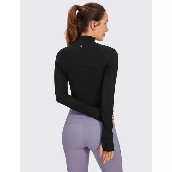 CRZ YOGA Womens Butterluxe Long Sleeve Workout Shirts Half Quarter Zip Sweatshirt Athletic Crop Top Collared Fall ShirtBlack