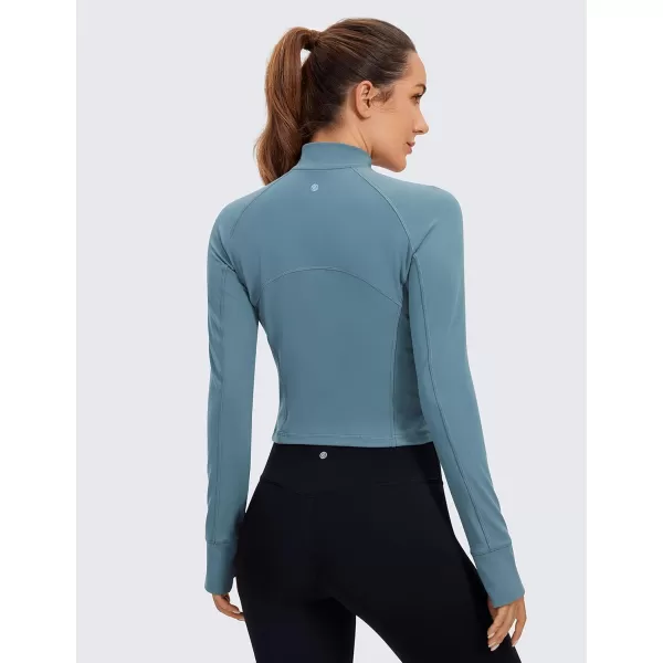 CRZ YOGA Womens Butterluxe Long Sleeve Workout Shirts Half Quarter Zip Sweatshirt Athletic Crop Top Collared Fall ShirtBlue Ashes