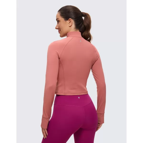 CRZ YOGA Womens Butterluxe Long Sleeve Workout Shirts Half Quarter Zip Sweatshirt Athletic Crop Top Collared Fall ShirtBriar Rose