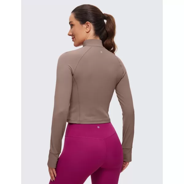 CRZ YOGA Womens Butterluxe Long Sleeve Workout Shirts Half Quarter Zip Sweatshirt Athletic Crop Top Collared Fall ShirtBrown Purple