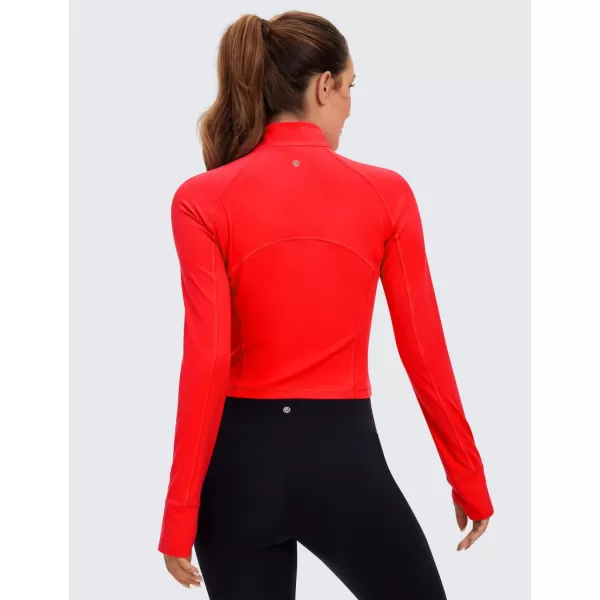 CRZ YOGA Womens Butterluxe Long Sleeve Workout Shirts Half Quarter Zip Sweatshirt Athletic Crop Top Collared Fall ShirtDark Red