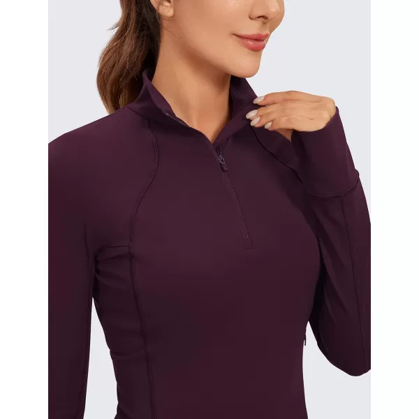 CRZ YOGA Womens Butterluxe Long Sleeve Workout Shirts Half Quarter Zip Sweatshirt Athletic Crop Top Collared Fall ShirtDeep Purple