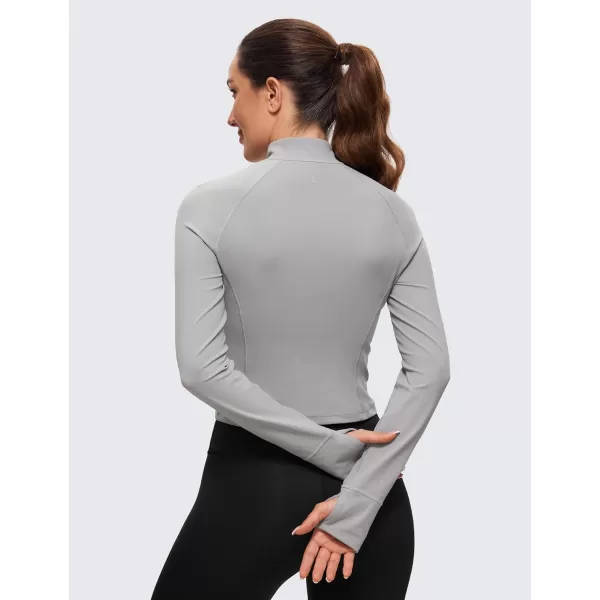 CRZ YOGA Womens Butterluxe Long Sleeve Workout Shirts Half Quarter Zip Sweatshirt Athletic Crop Top Collared Fall ShirtGull Gray