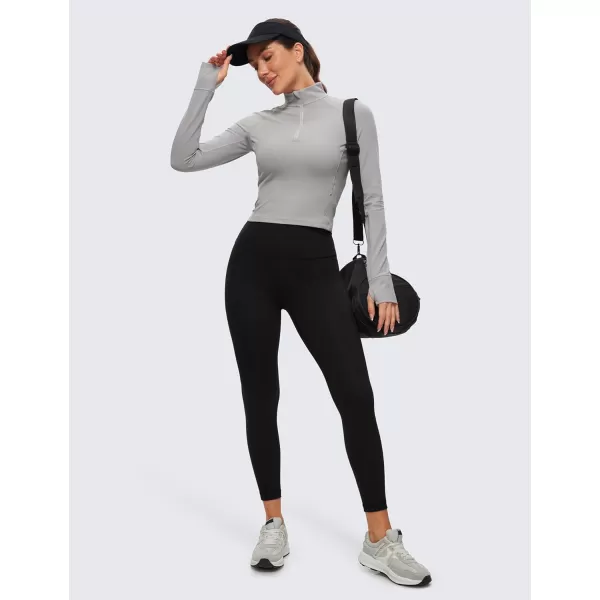 CRZ YOGA Womens Butterluxe Long Sleeve Workout Shirts Half Quarter Zip Sweatshirt Athletic Crop Top Collared Fall ShirtGull Gray