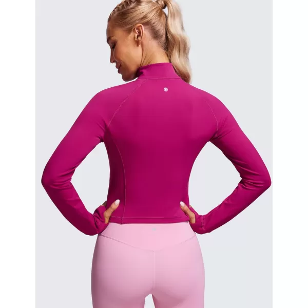 CRZ YOGA Womens Butterluxe Long Sleeve Workout Shirts Half Quarter Zip Sweatshirt Athletic Crop Top Collared Fall ShirtMagenta Purple