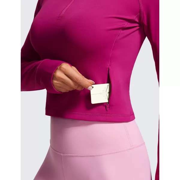 CRZ YOGA Womens Butterluxe Long Sleeve Workout Shirts Half Quarter Zip Sweatshirt Athletic Crop Top Collared Fall ShirtMagenta Purple