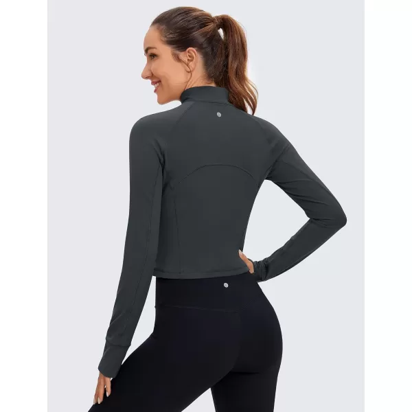 CRZ YOGA Womens Butterluxe Long Sleeve Workout Shirts Half Quarter Zip Sweatshirt Athletic Crop Top Collared Fall ShirtMelanite