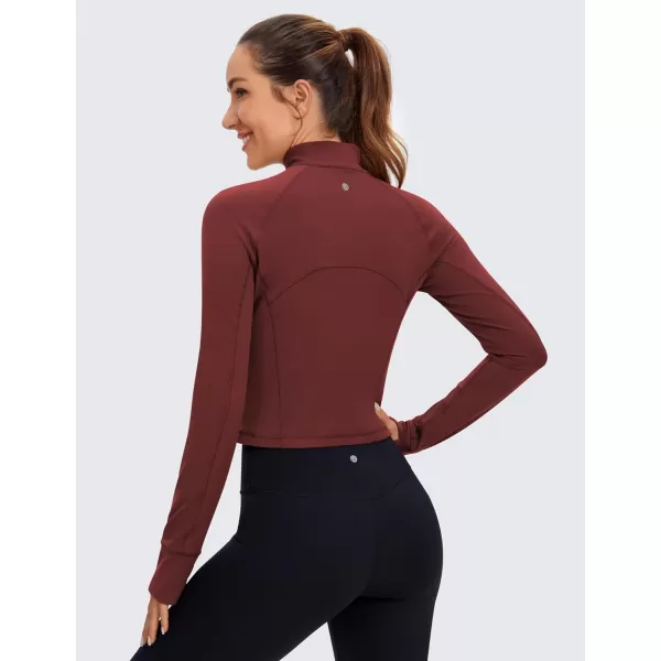 CRZ YOGA Womens Butterluxe Long Sleeve Workout Shirts Half Quarter Zip Sweatshirt Athletic Crop Top Collared Fall ShirtNoctilucence Red