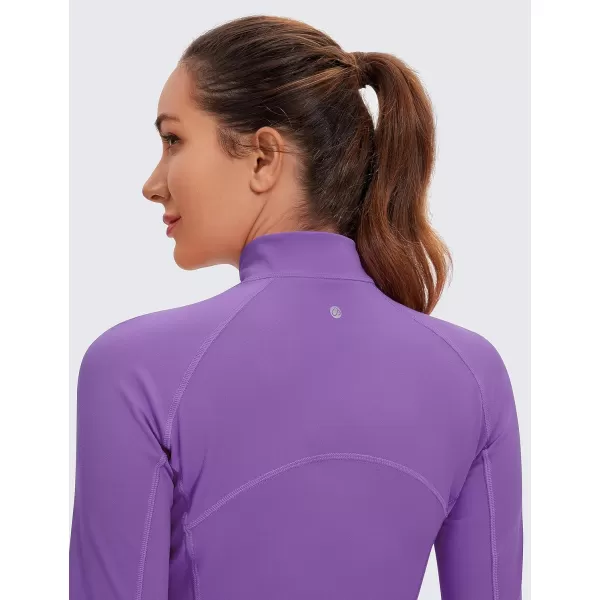 CRZ YOGA Womens Butterluxe Long Sleeve Workout Shirts Half Quarter Zip Sweatshirt Athletic Crop Top Collared Fall ShirtRoyal Lilac