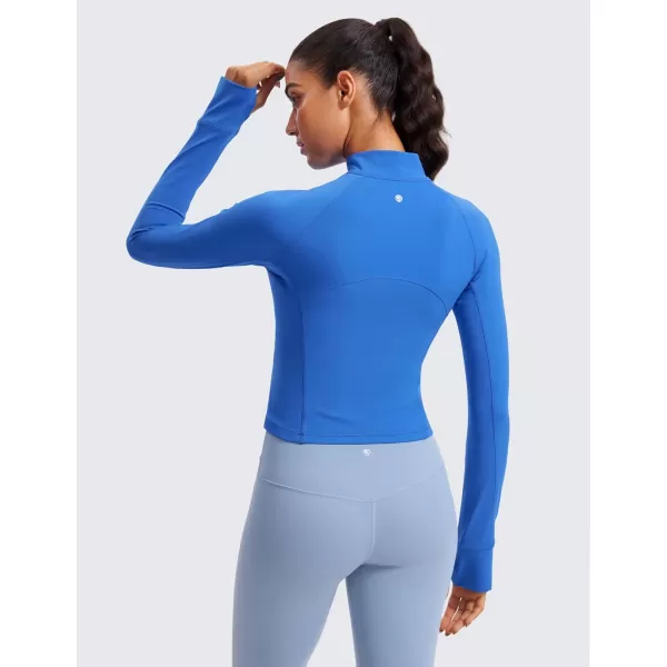 CRZ YOGA Womens Butterluxe Long Sleeve Workout Shirts Half Quarter Zip Sweatshirt Athletic Crop Top Collared Fall ShirtSparkle Blue