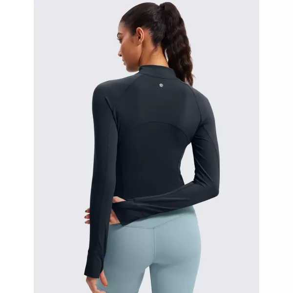 CRZ YOGA Womens Butterluxe Long Sleeve Workout Shirts Half Quarter Zip Sweatshirt Athletic Crop Top Collared Fall ShirtTrue Navy