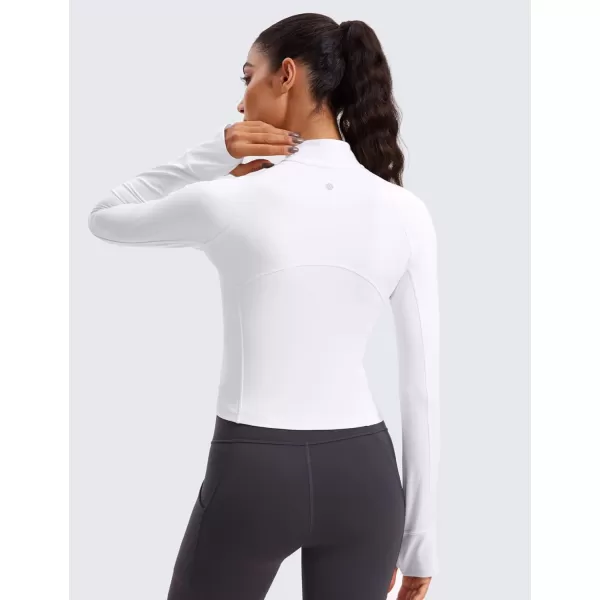 CRZ YOGA Womens Butterluxe Long Sleeve Workout Shirts Half Quarter Zip Sweatshirt Athletic Crop Top Collared Fall ShirtWhite