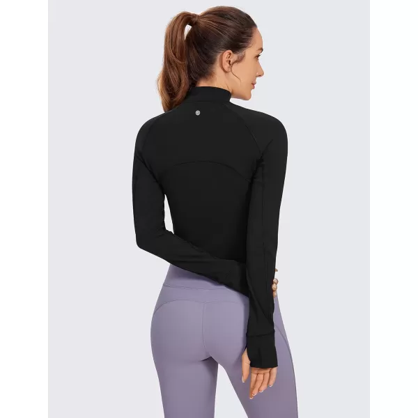 CRZ YOGA Womens Butterluxe Long Sleeve Workout Shirts Half Zip Pullover Sweatshirt Athletic Cropped Tops Running ShirtBlack