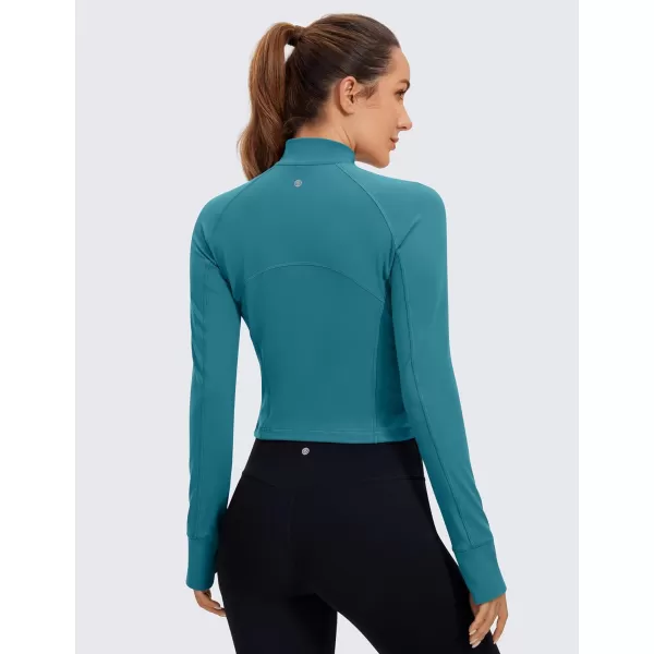 CRZ YOGA Womens Butterluxe Long Sleeve Workout Shirts Half Zip Pullover Sweatshirt Athletic Cropped Tops Running ShirtBorealis Green