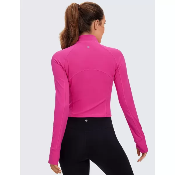 CRZ YOGA Womens Butterluxe Long Sleeve Workout Shirts Half Zip Pullover Sweatshirt Athletic Cropped Tops Running ShirtHibiscus Purple